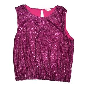 Easel Purple Sequin Sleeveless Top NWOT